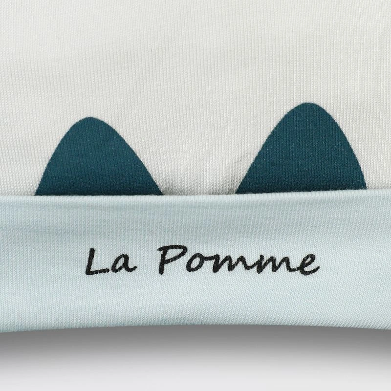 Nón sơ sinh họa tiết dễ thương La Pomme màu trắng - xanh dương (0 - 3 tháng) 7