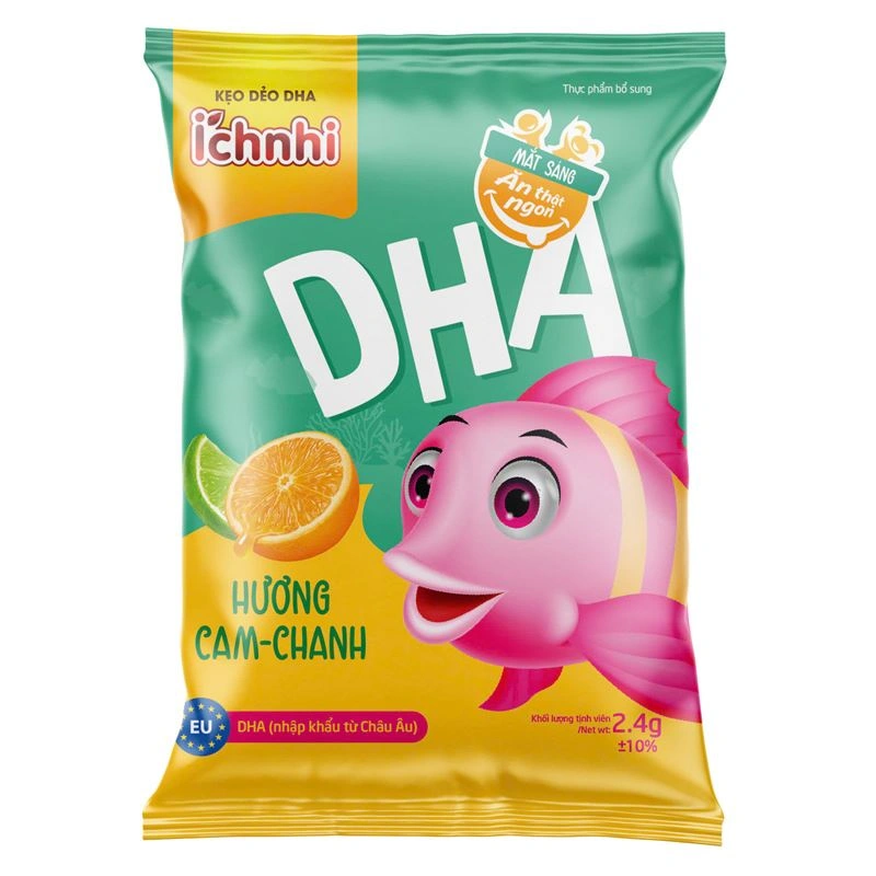 Kẹo dẻo Ích Nhi bổ sung DHA hương cam, chanh, 24g dạng viên (từ 2 tuổi) - Giao bao bì ngẫu nhiên 2