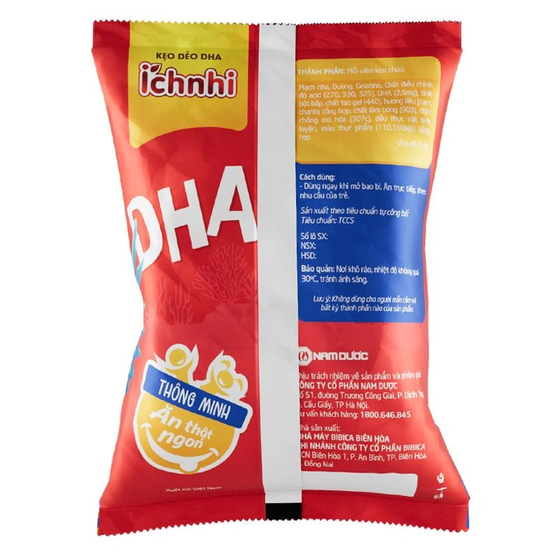 Kẹo dẻo Ích Nhi bổ sung DHA hương cam, chanh, 24g dạng viên (từ 2 tuổi) - Giao bao bì ngẫu nhiên 3