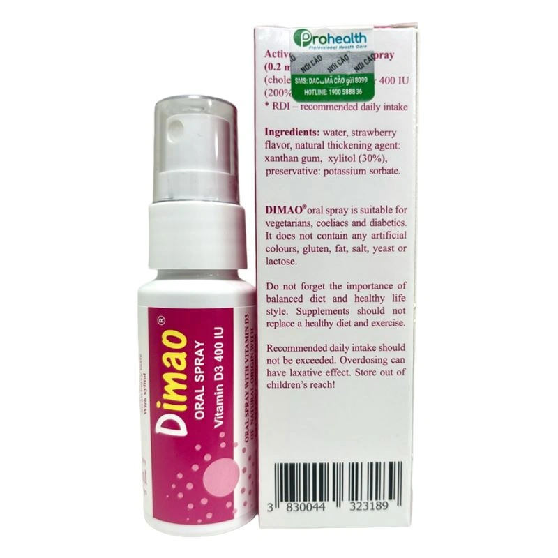 Valens Dimao Oral Spray hỗ trợ hấp thu canxi hương dâu, 25 ml dạng xịt (từ 0 tháng) 2