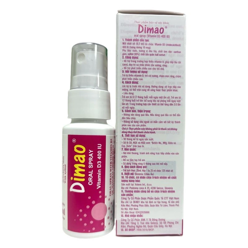 Valens Dimao Oral Spray hỗ trợ hấp thu canxi hương dâu, 25 ml dạng xịt (từ 0 tháng) 3