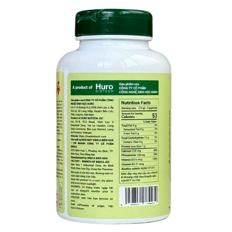 Kẹo dẻo Huro Probiotics Tall phát triển chiều cao hương sữa chua, dâu, 168g dạng viên (từ 2 tuổi) 3