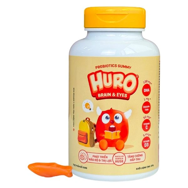Kẹo dẻo Huro Probiotics Brain Eyes phát triển não bộ và thị lực hương cam, 168g dạng viên (từ 2 tuổi) 1