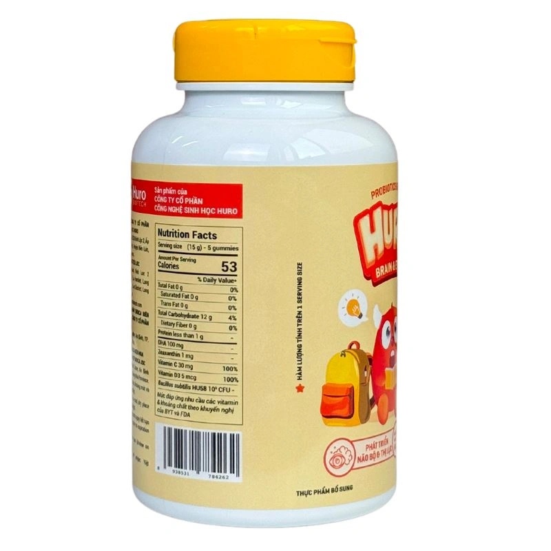 Kẹo dẻo Huro Probiotics Brain Eyes phát triển não bộ và thị lực hương cam, 168g dạng viên (từ 2 tuổi) 3