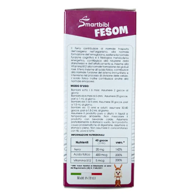 Smartbibi FESOM bổ sung sắt, hỗ trợ tạo hồng cầu hương trái cây, 30 ml dạng nhỏ giọt (từ 0 tháng) 3
