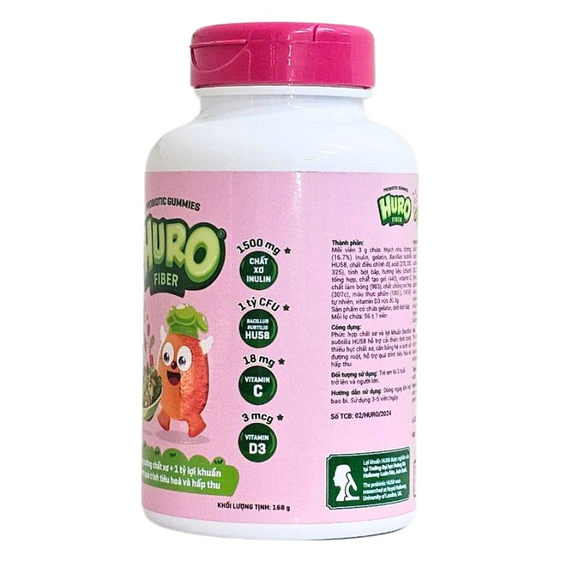 Kẹo dẻo Huro Probiotic Fiber bổ sung chất xơ, hỗ trợ tiêu hóa hương chanh, 168g dạng viên (từ 3 tuổi) 3