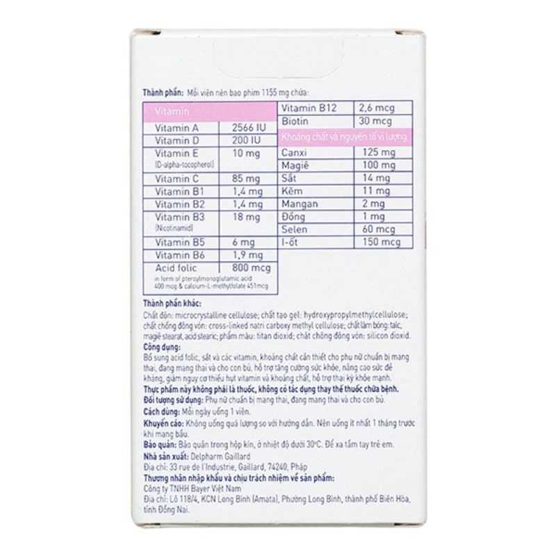 Elevit bổ sung vitamin và khoáng chất, 30 viên dạng viên 3