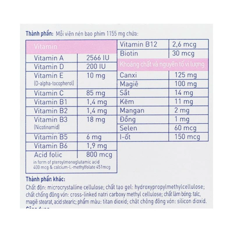 Elevit bổ sung vitamin và khoáng chất, 30 viên dạng viên 7