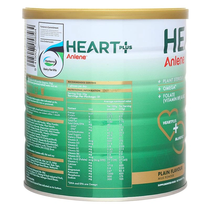 Combo 2 hộp sữa bột người lớn Anlene Heart Plus 750g 12