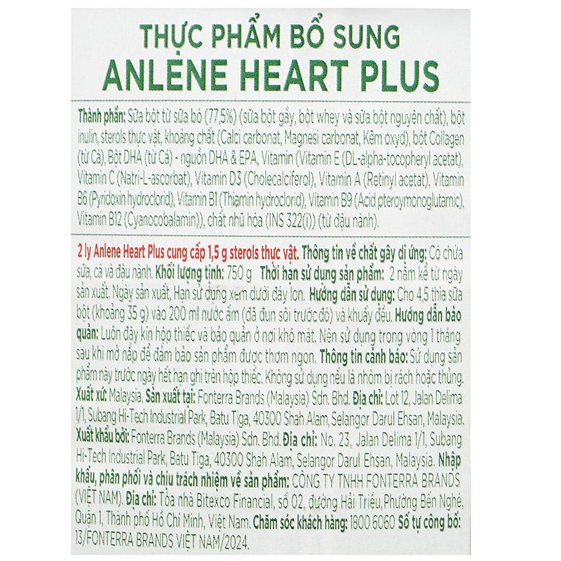 Combo 2 hộp sữa bột người lớn Anlene Heart Plus 750g 17