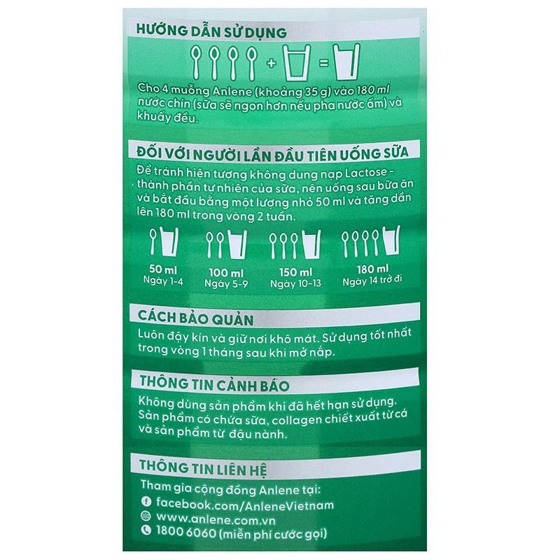 Combo 2 hộp sữa bột người lớn Anlene hương vani 800g 20