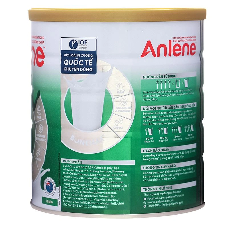 Combo 2 hộp sữa bột người lớn Anlene hương vani 800g 13