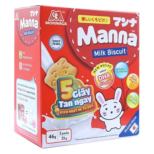 Bánh quy ăn dặm Manna vị sữa hộp 46g (từ 6 tháng) 1