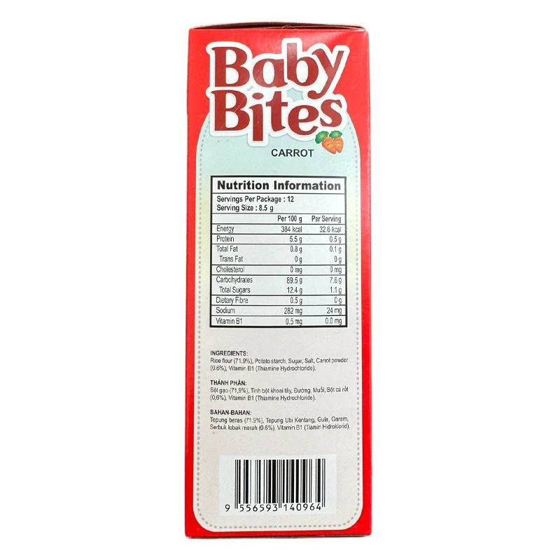Bánh gạo ăn dặm A1 Baby Bites vị cà rốt hộp 50g (từ 6 tháng) 2