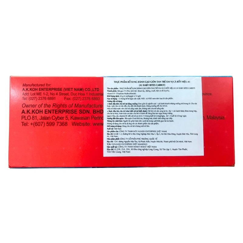 Bánh gạo ăn dặm A1 Baby Bites vị cà rốt hộp 50g (từ 6 tháng) 4