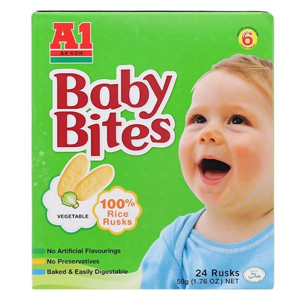 Bánh gạo ăn dặm A1 Baby Bites vị rau củ hộp 50g (từ 6 tháng) 1