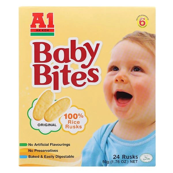 Bánh gạo ăn dặm A1 Baby Bites vị truyền thống hộp 50g (từ 6 tháng) 1