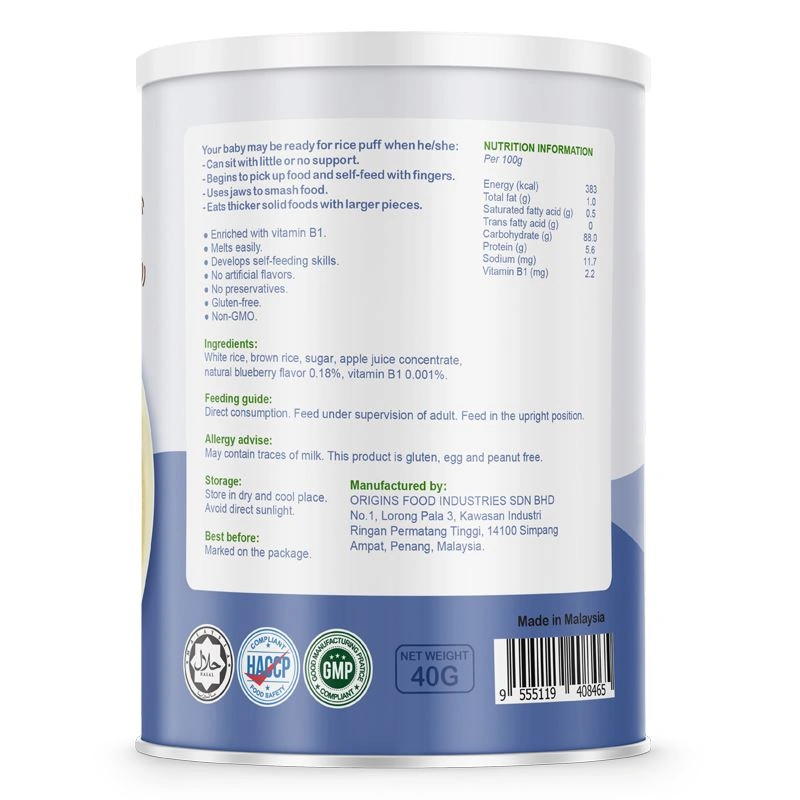 Bánh gạo ăn dặm Babba's Baby vị việt quất lon 40g (từ 6 tháng) 2