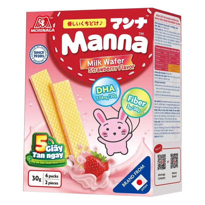 Bánh xốp ăn dặm Manna vị dâu hộp 30g (từ 7 tháng) 2