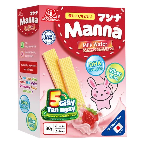 Bánh xốp ăn dặm Manna vị dâu hộp 30g (từ 7 tháng) 1