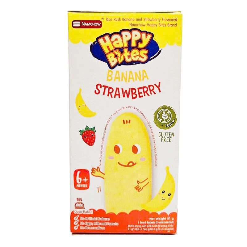 Bánh gạo ăn dặm Happy Bites vị cà rốt và dâu hộp 21g (từ 6 tháng) 7