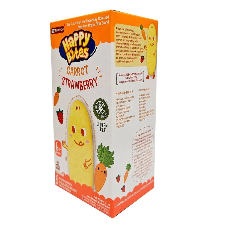 Bánh gạo ăn dặm Happy Bites vị cà rốt và dâu hộp 21g (từ 6 tháng) 2