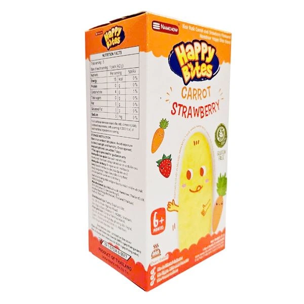 Bánh gạo ăn dặm Happy Bites vị cà rốt và dâu hộp 21g (từ 6 tháng) 1