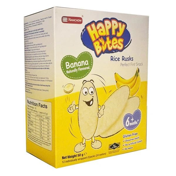Bánh gạo ăn dặm Happy Bites vị chuối hộp 50g (từ 6 tháng) 1