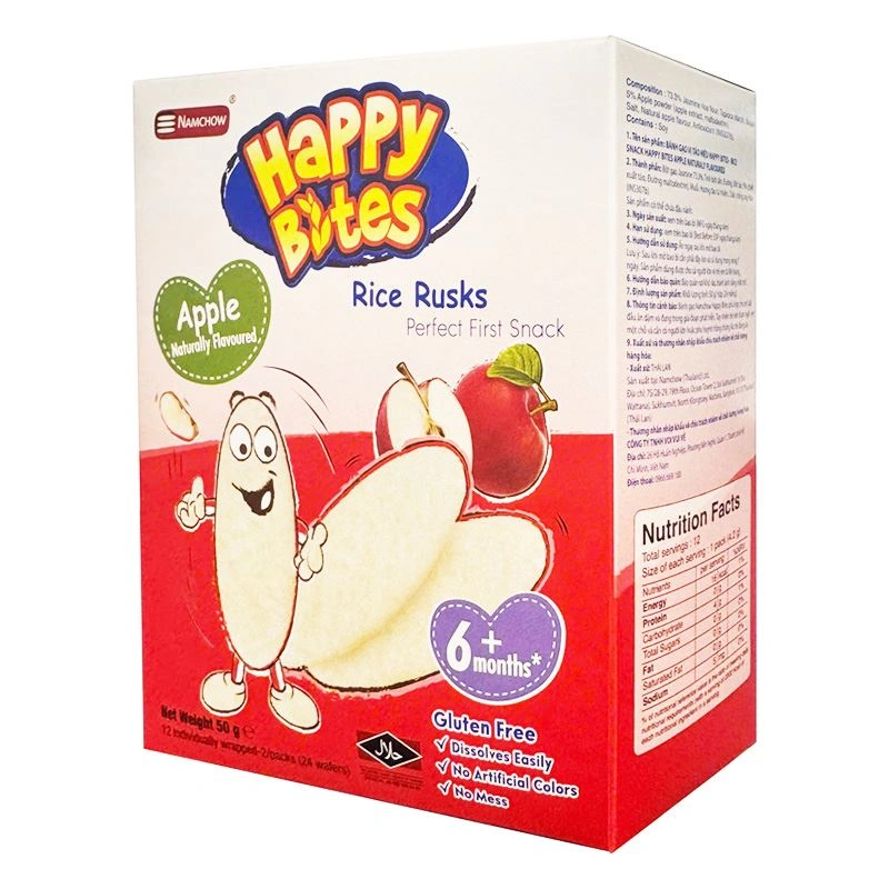Bánh gạo ăn dặm Happy Bites vị táo hộp 50g (từ 6 tháng) 2