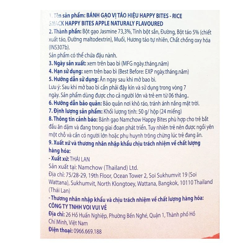 Bánh gạo ăn dặm Happy Bites vị táo hộp 50g (từ 6 tháng) 4
