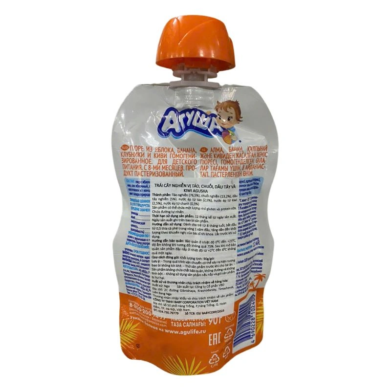 Trái cây nghiền Agusha táo, chuối, dâu tây và kiwi túi 90g (từ 8 tháng) - Giao bao bì ngẫu nghiên 3
