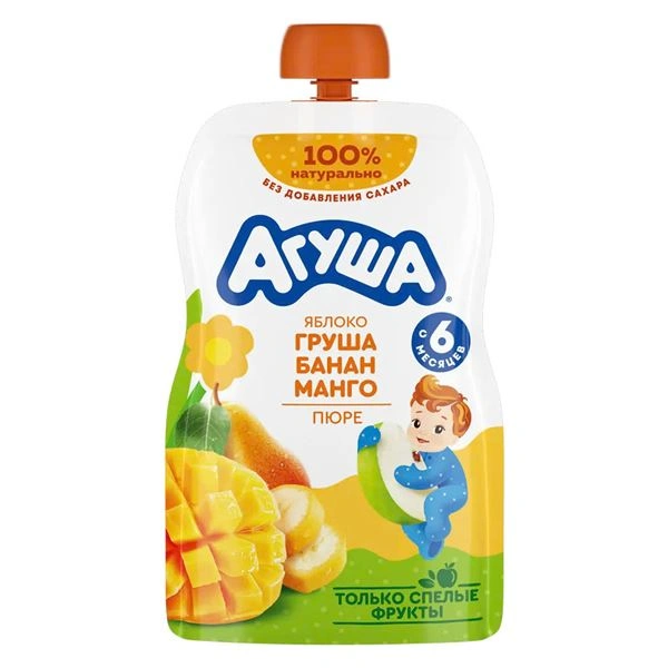 Trái cây nghiền Agusha táo, lê, chuối và xoài - Giao bao bì ngẫu nghiên