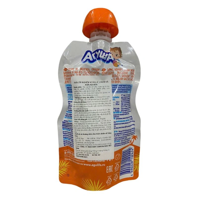 Trái cây nghiền Agusha táo, chuối, dâu tây và kiwi túi 90g (từ 8 tháng) - Giao bao bì ngẫu nghiên 6