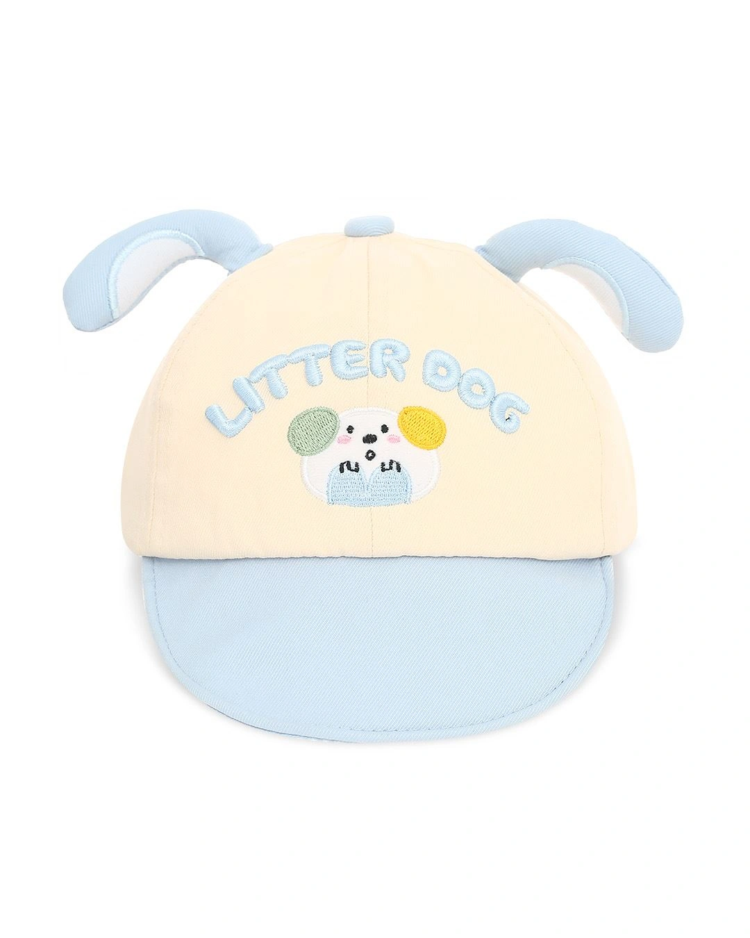 Nón kết cho bé TOP KIDS thêu cún màu be - xanh dương 2