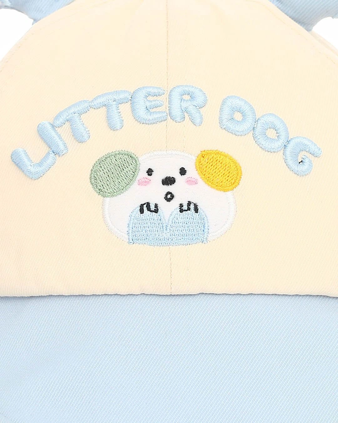 Nón kết cho bé TOP KIDS thêu cún màu be - xanh dương 5