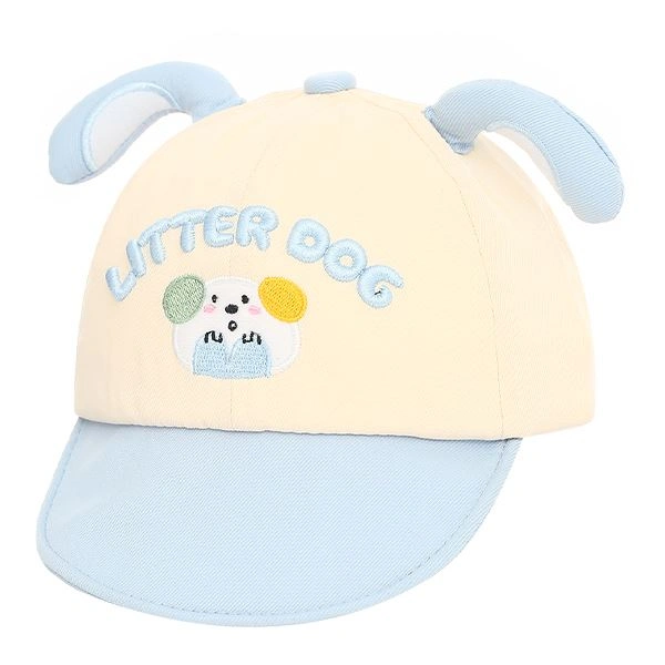 Nón kết cho bé TOP KIDS thêu cún màu be - xanh dương 1
