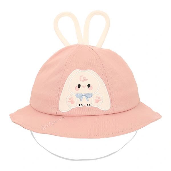 Nón vành cho bé TOP KIDS thêu thỏ màu hồng 1