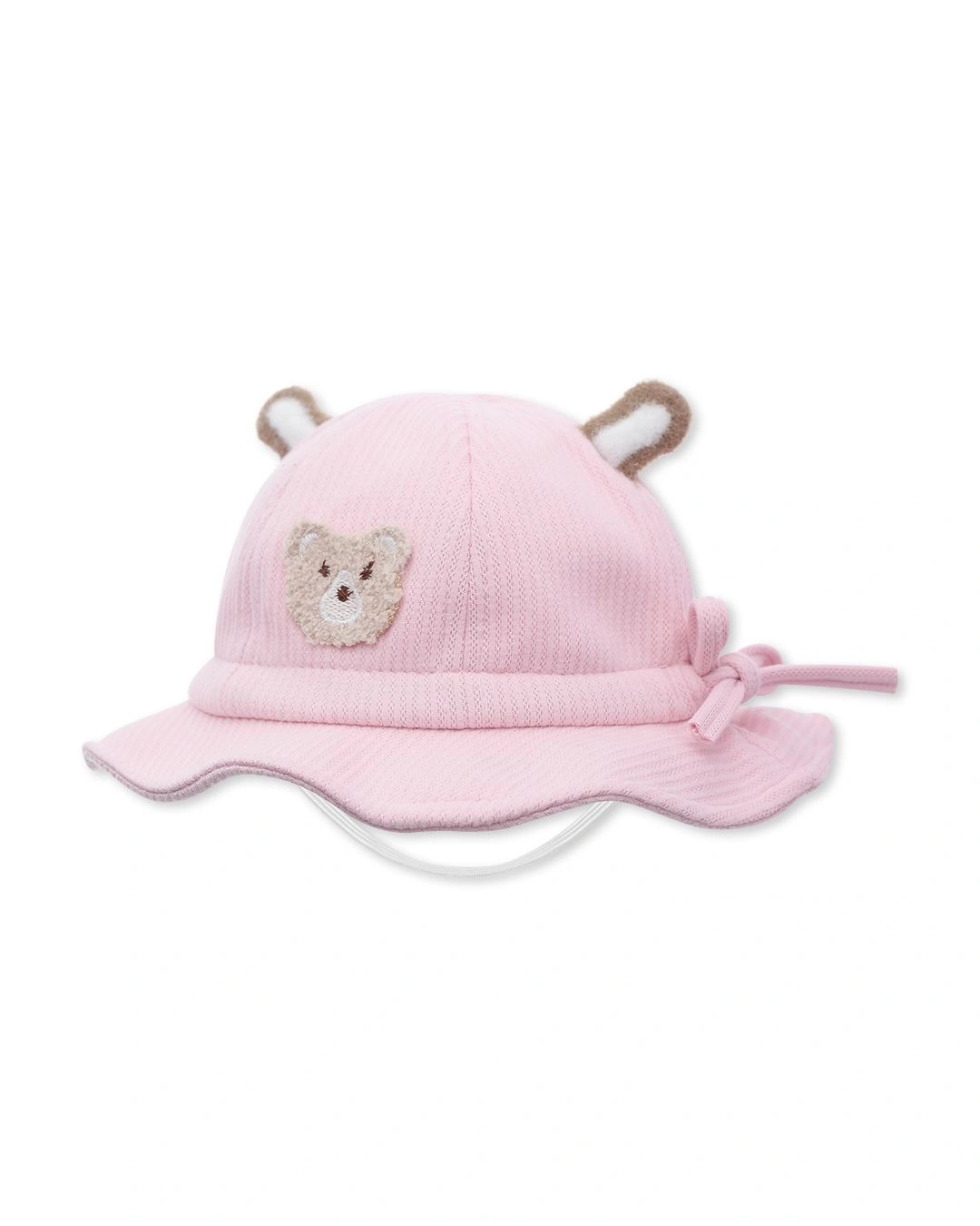 Nón vành cho bé gái TOP KIDS thêu gấu màu hồng 2