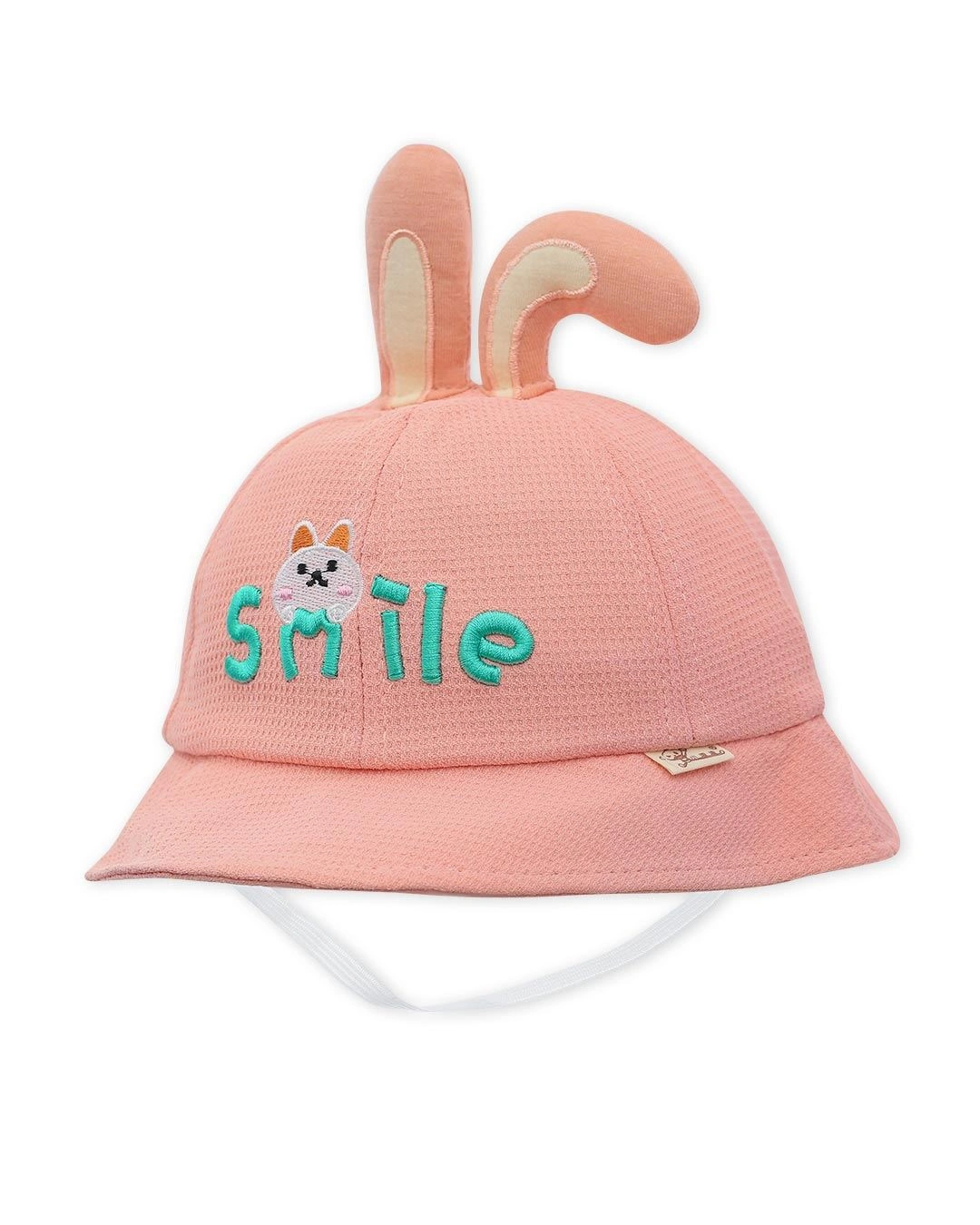 Nón vành cho bé gái TOP KIDS thêu thỏ Smile màu vàng 9