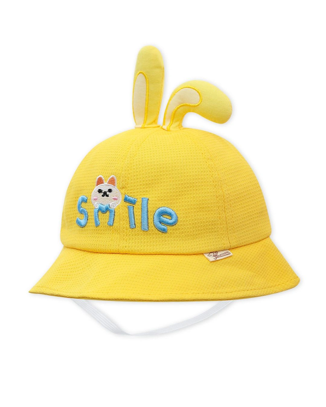 Nón vành cho bé gái TOP KIDS thêu thỏ Smile màu vàng 2