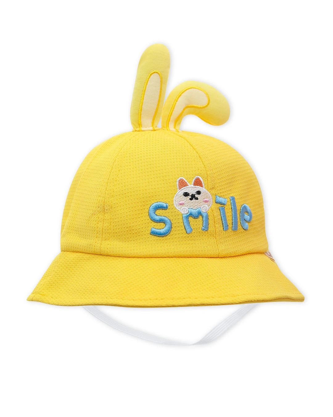Nón vành cho bé gái TOP KIDS thêu thỏ Smile màu vàng 3