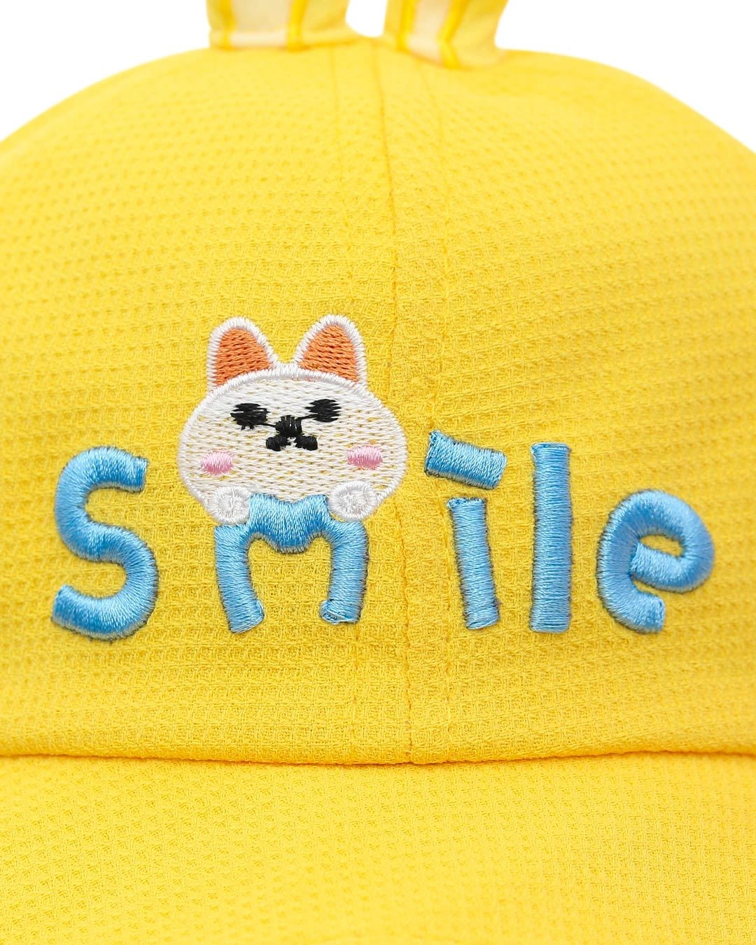 Nón vành cho bé gái TOP KIDS thêu thỏ Smile màu vàng 5