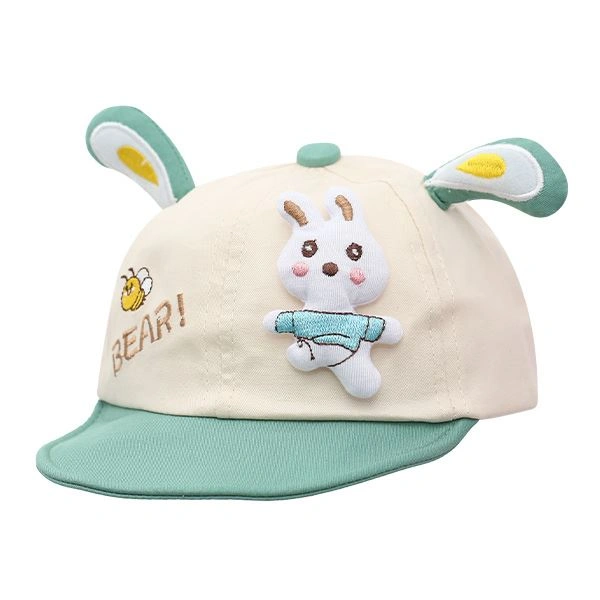 Nón kết cho bé TOP KIDS thêu thỏ màu vàng - be 9