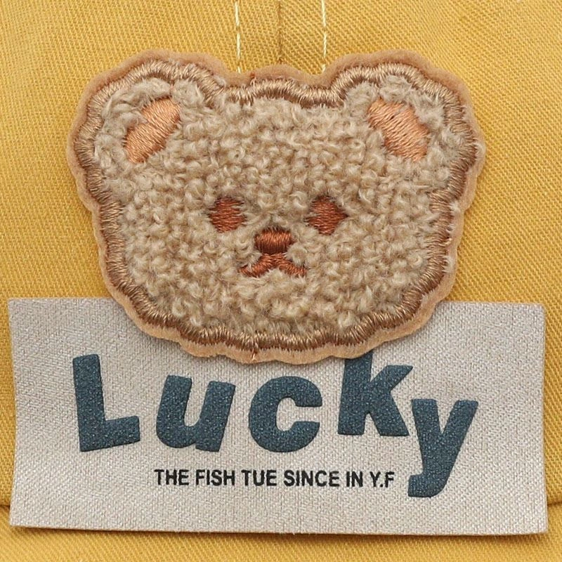 Nón kết cho bé TOP KIDS thêu gấu lucky màu vàng 5