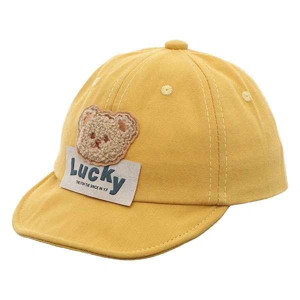 Nón kết cho bé TOP KIDS thêu gấu lucky màu vàng 1