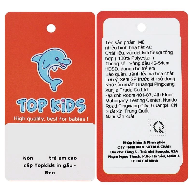 Nón kết cho bé TOP KIDS thêu gấu màu đen - trắng 8