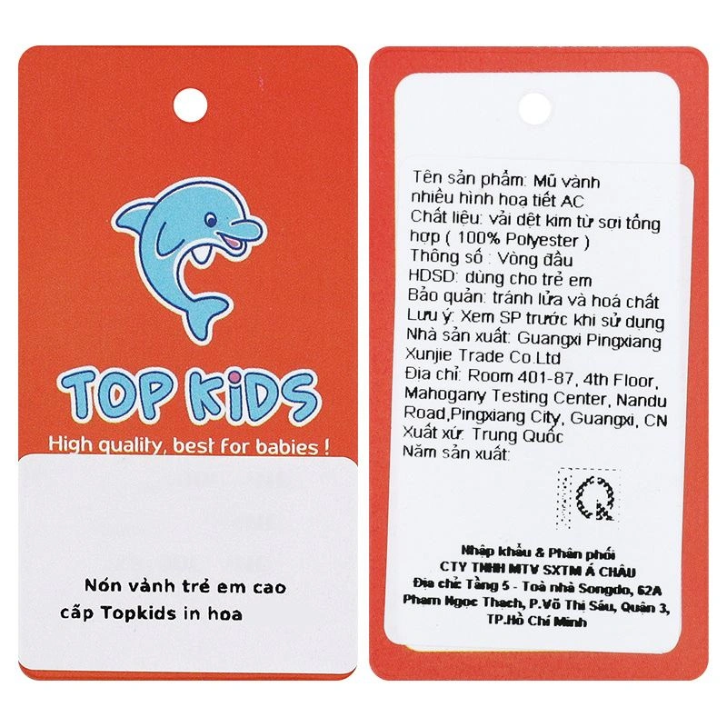 Nón vành cho bé gái TOP KIDS in hoa màu be 26