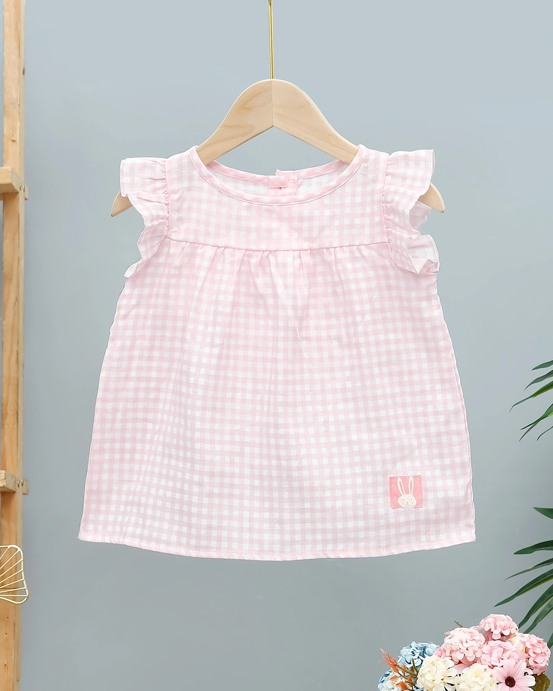 Bộ sát nách bé gái Lullaby NH937R màu trắng - hồng 2