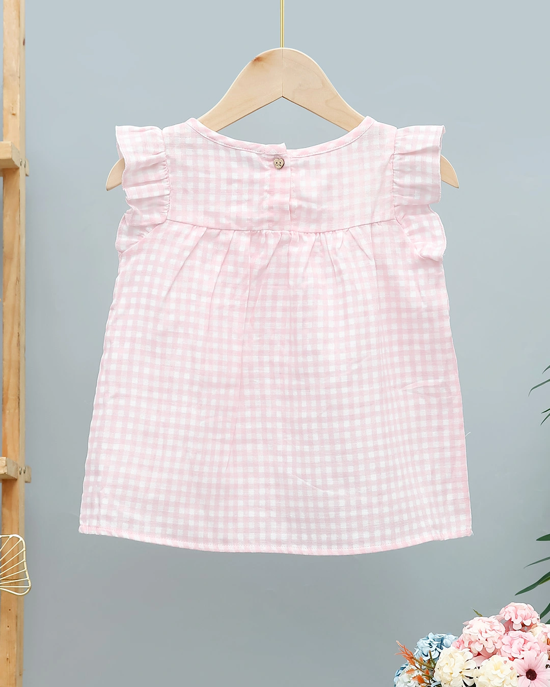 Bộ sát nách bé gái Lullaby NH937R màu trắng - hồng 3