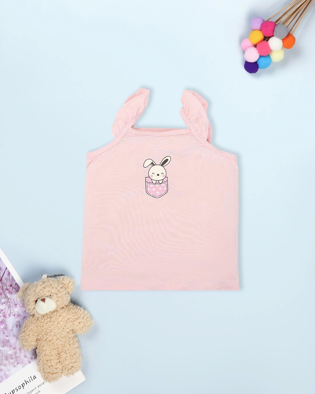 Bộ sát nách bé gái Lullaby NH985R màu hồng 2